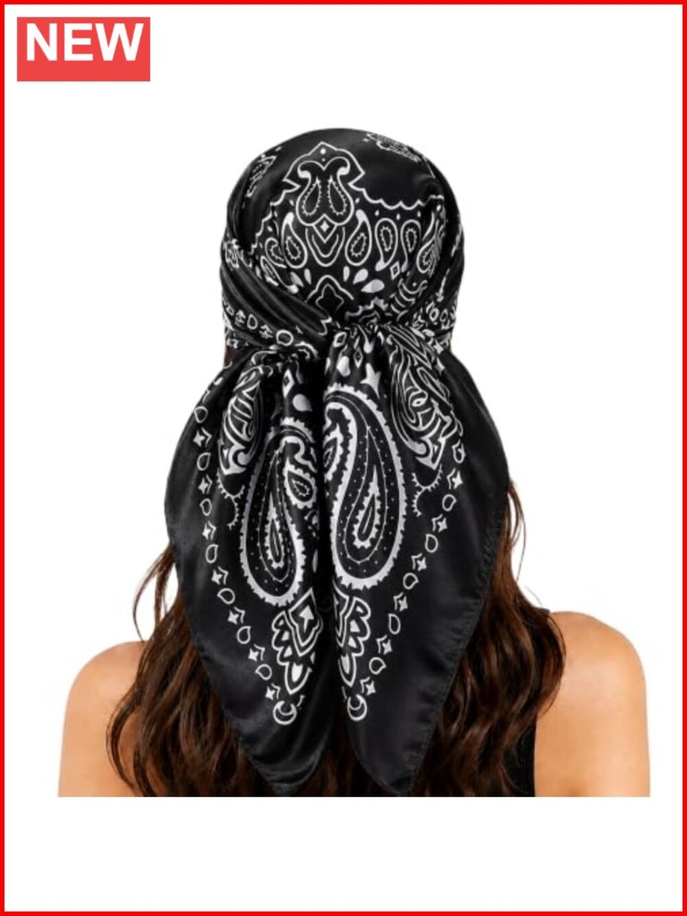 35 Inch Floral Paisley Square Scarf Lightweight Polyester Hair Wrap Bandana